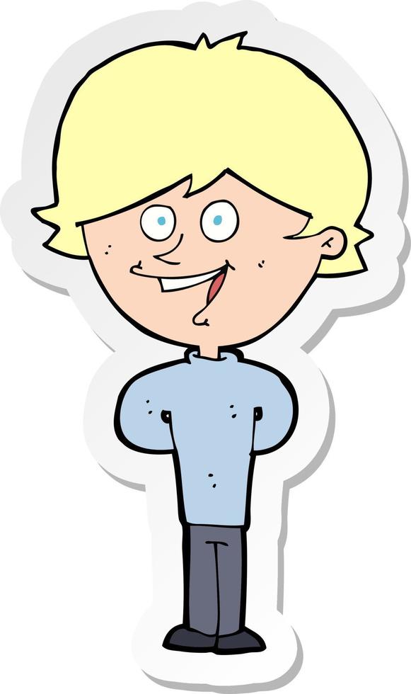 sticker of a cartoon happy boy vector
