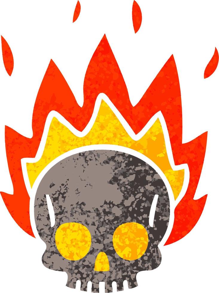 quirky retro illustration style cartoon skull vector