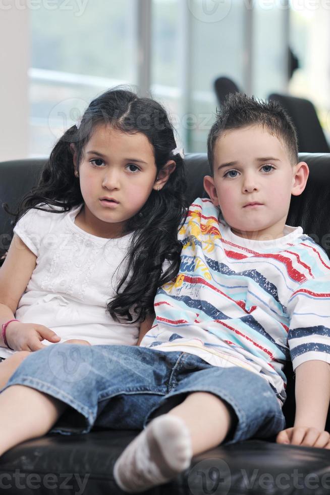 young family at home photo