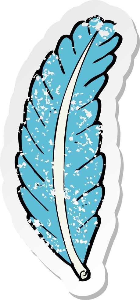 retro distressed sticker of a cartoon feather vector
