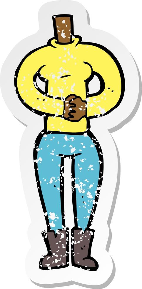 retro distressed sticker of a cartoon female body vector
