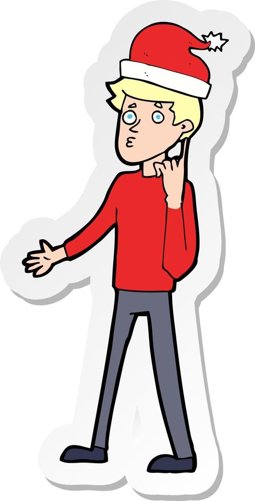 sticker of a cartoon man ready for christmas vector
