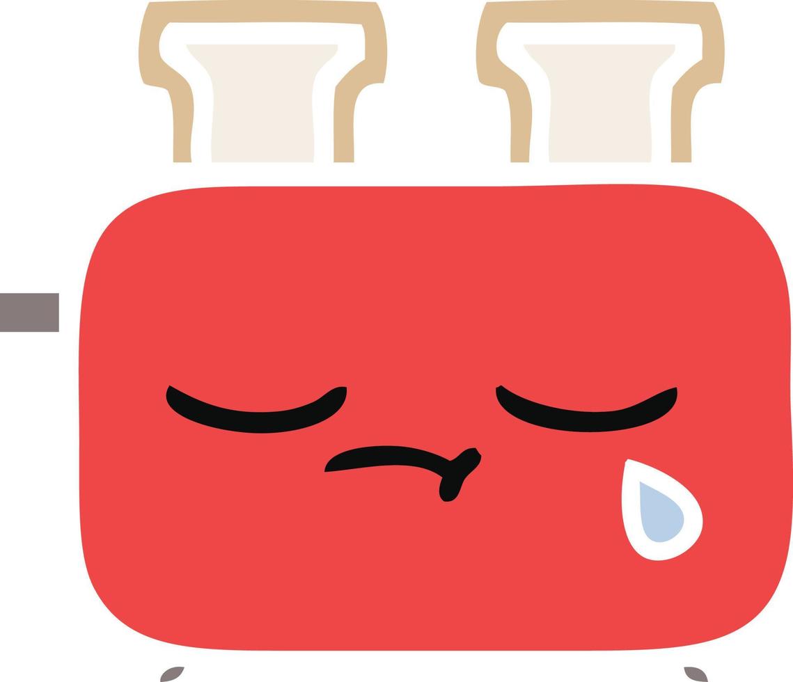 flat color retro cartoon of a toaster vector