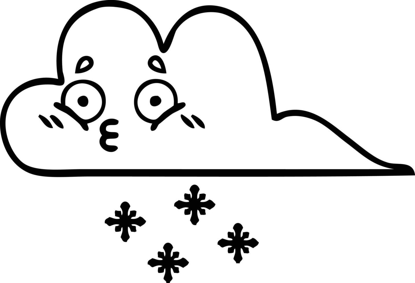 line drawing cartoon snow cloud vector