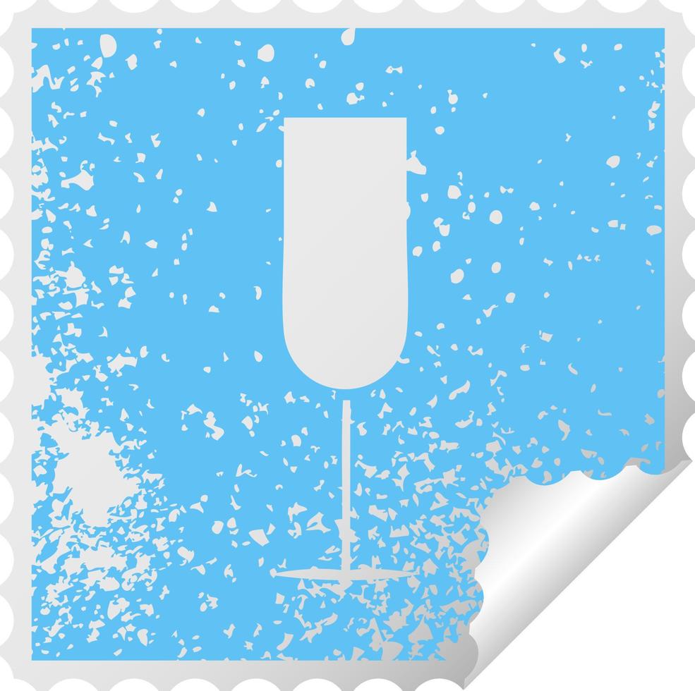 distressed square peeling sticker symbol champagne flute vector