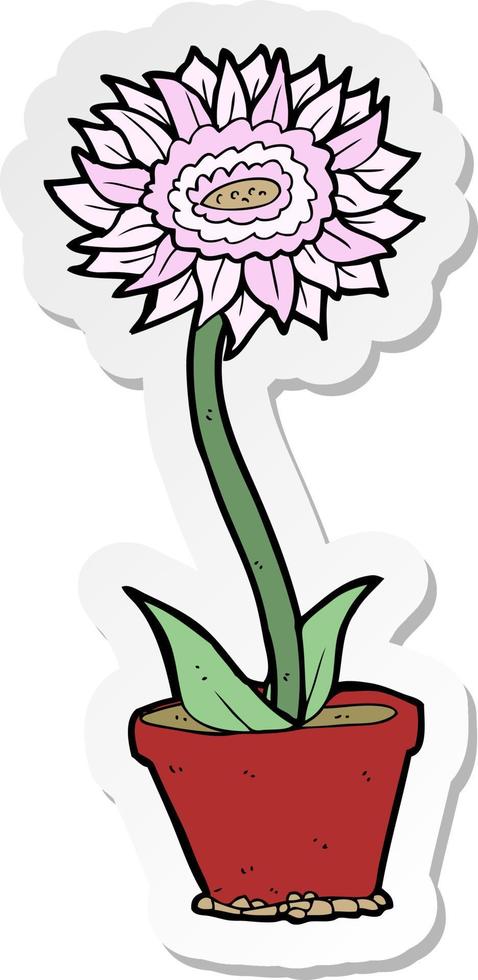 sticker of a cartoon flower in pot vector