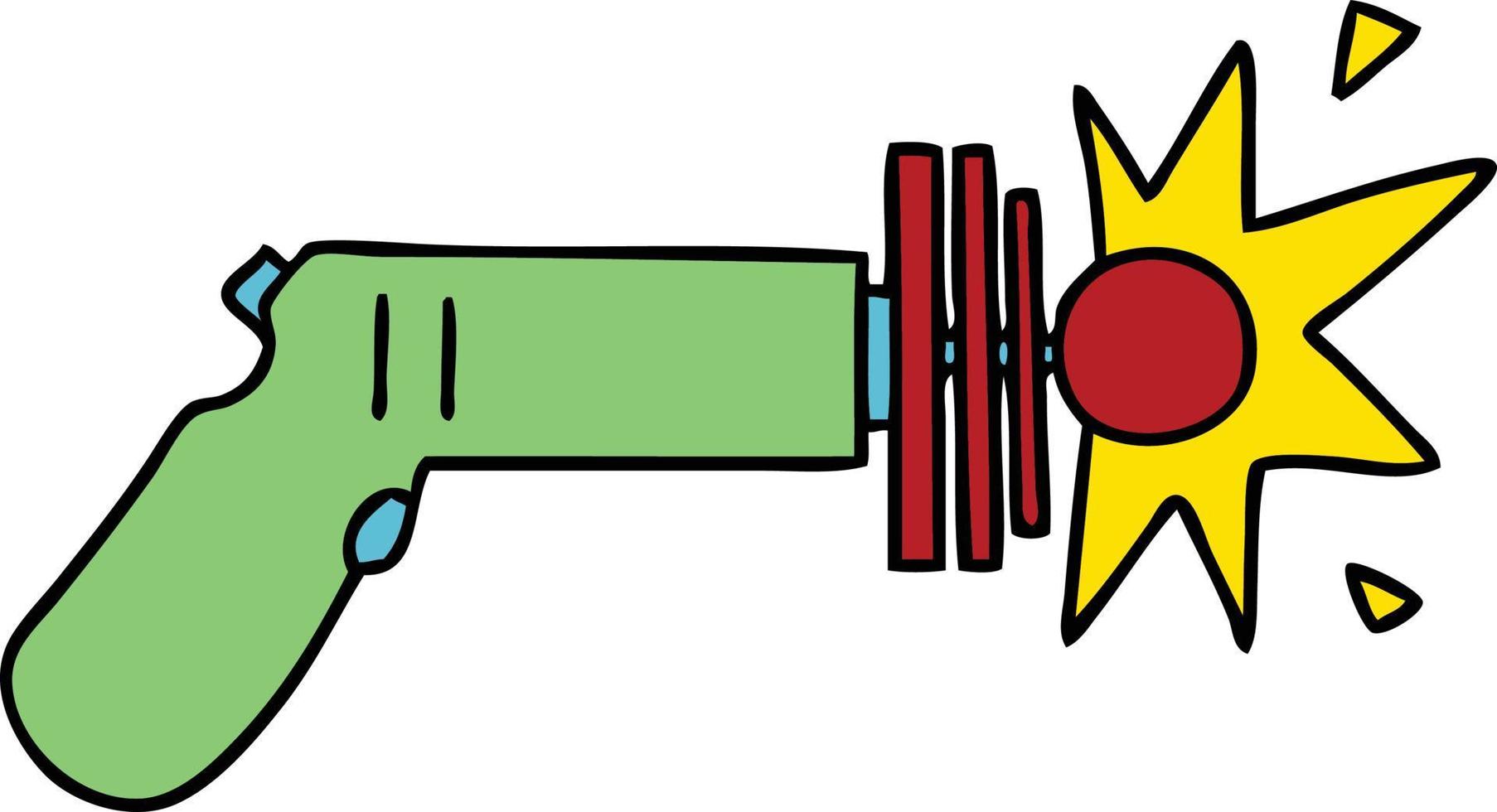 peculiar pistola láser de dibujos animados dibujados a mano vector