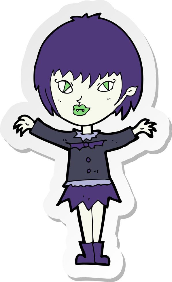 sticker of a cartoon vampire girl vector