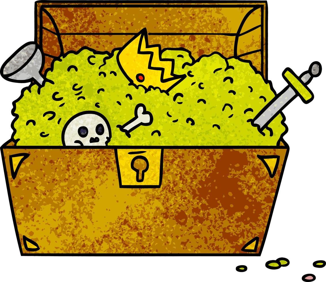 textured cartoon doodle of a treasure chest vector