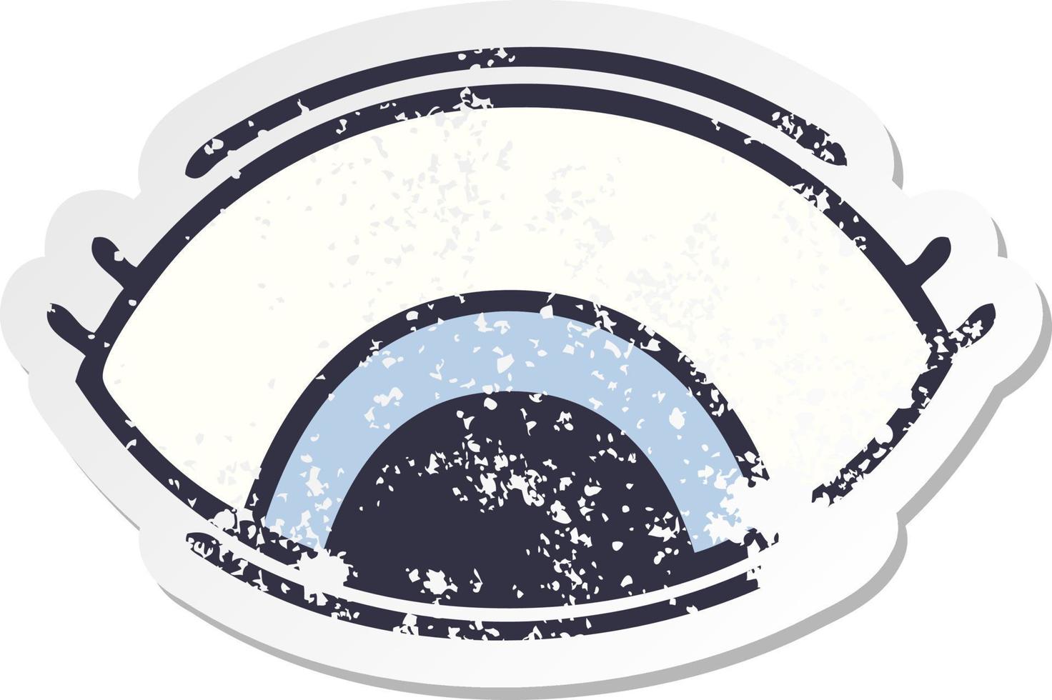 distressed sticker of a cute cartoon eye looking down vector