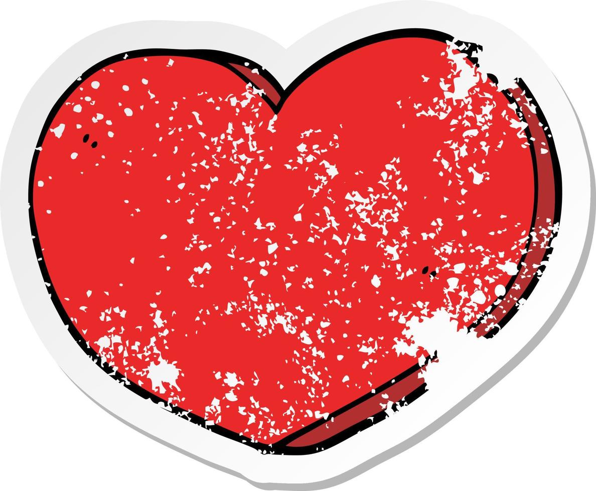 distressed sticker of a cartoon love heart vector