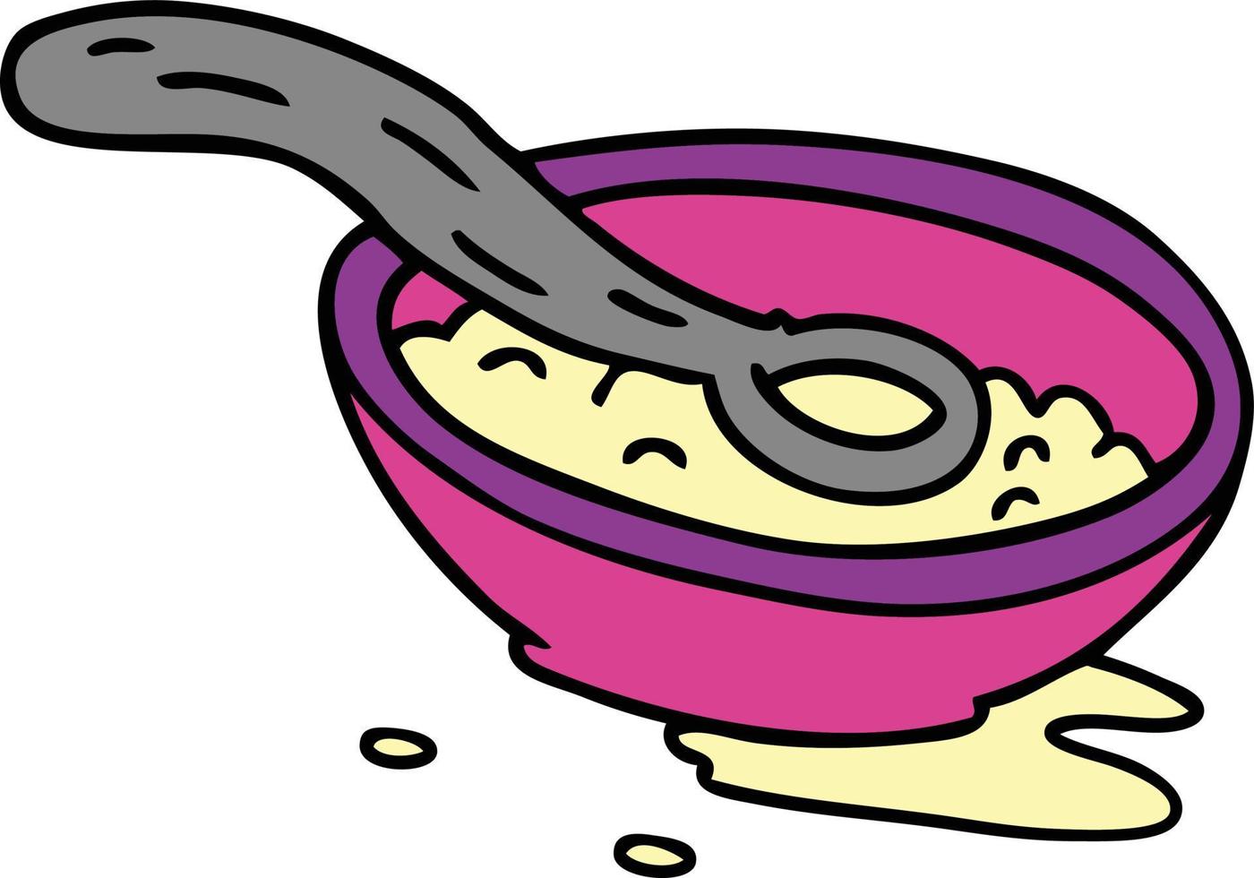 cartoon doodle of a cereal bowl vector