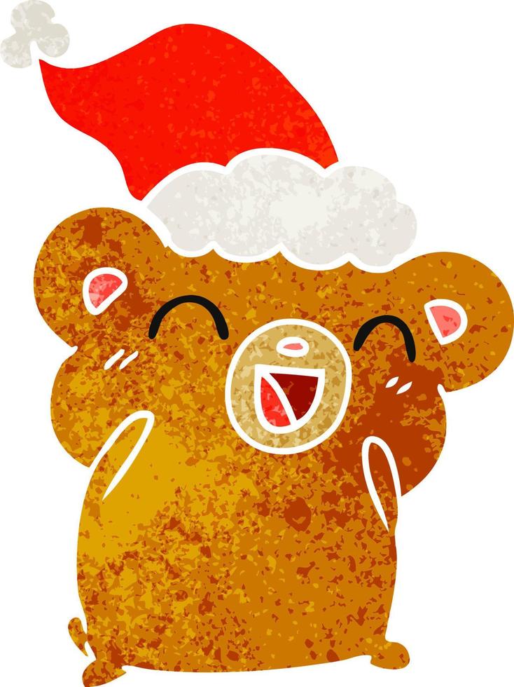christmas retro cartoon of kawaii bear vector