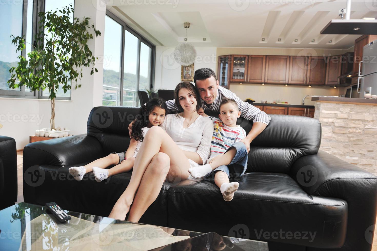 young family at home photo