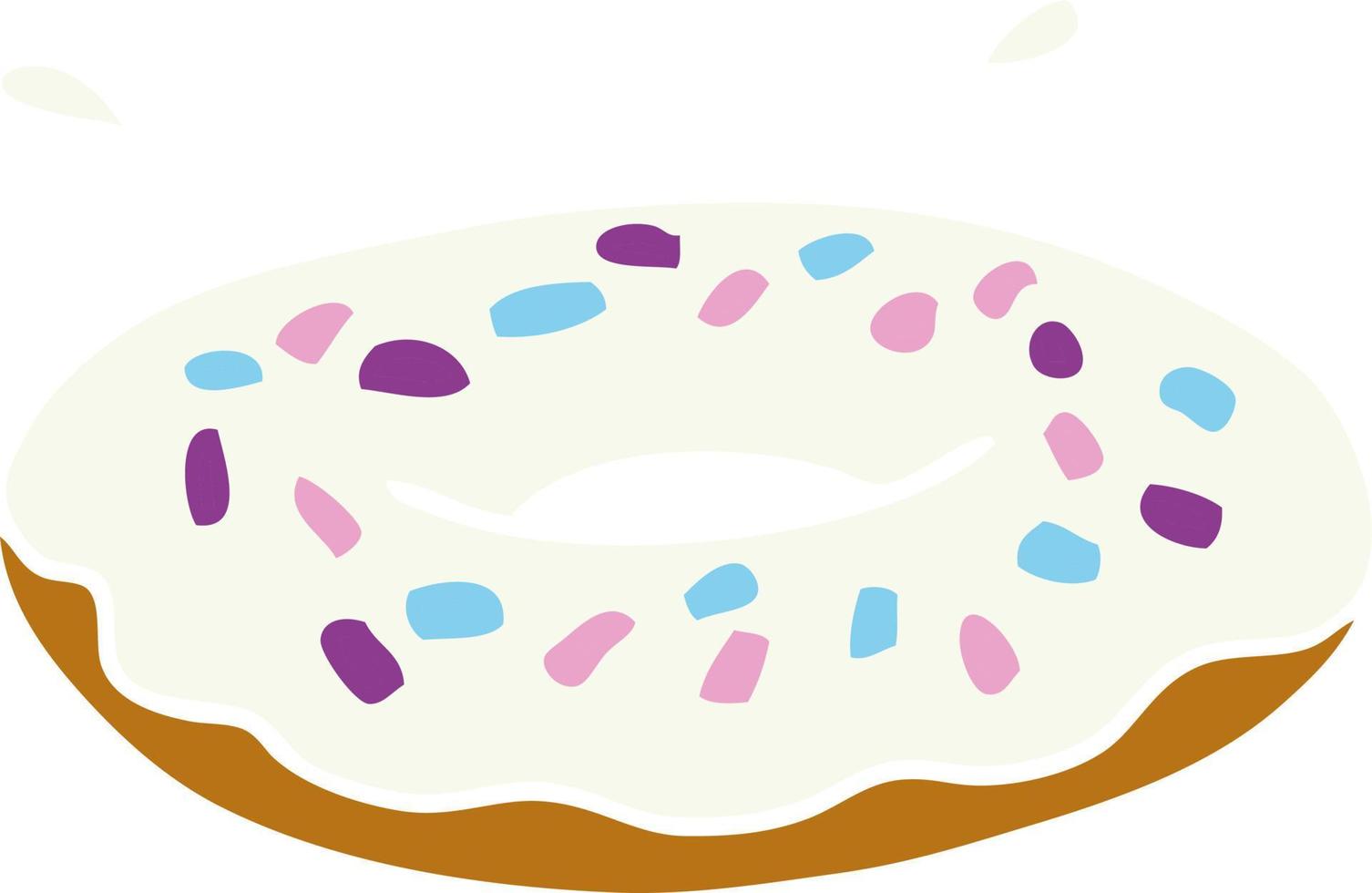 cartoon doodle of an iced ring donut vector