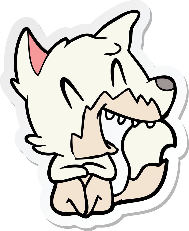 sticker of a laughing fox cartoon vector