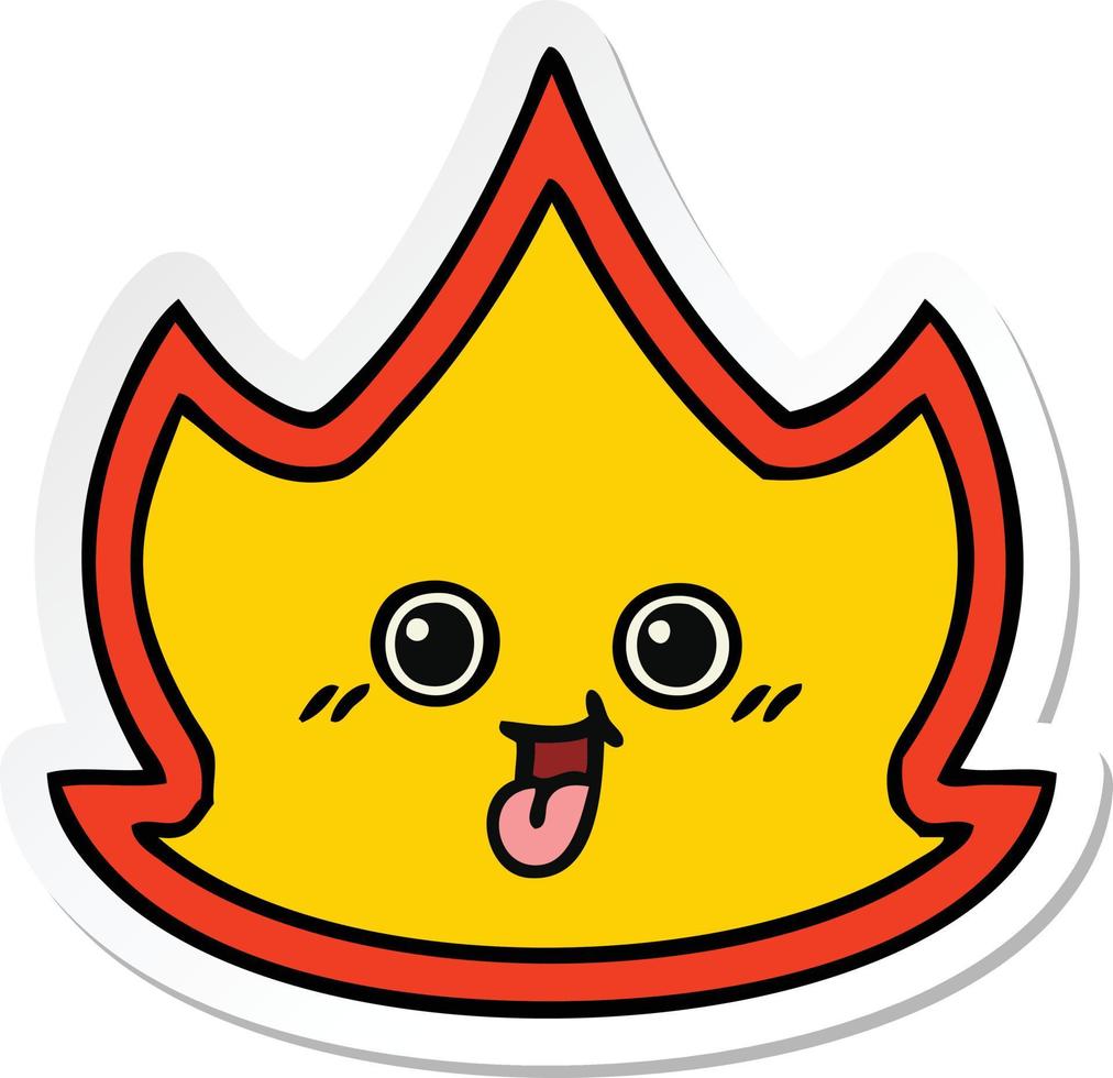 sticker of a cute cartoon fire vector