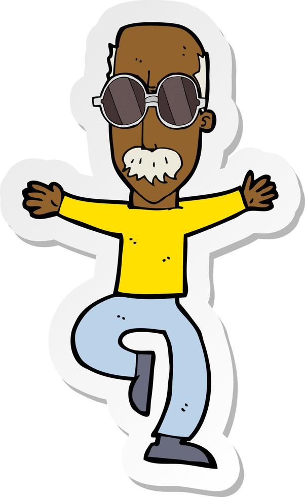 sticker of a cartoon old man wearing big glasses vector