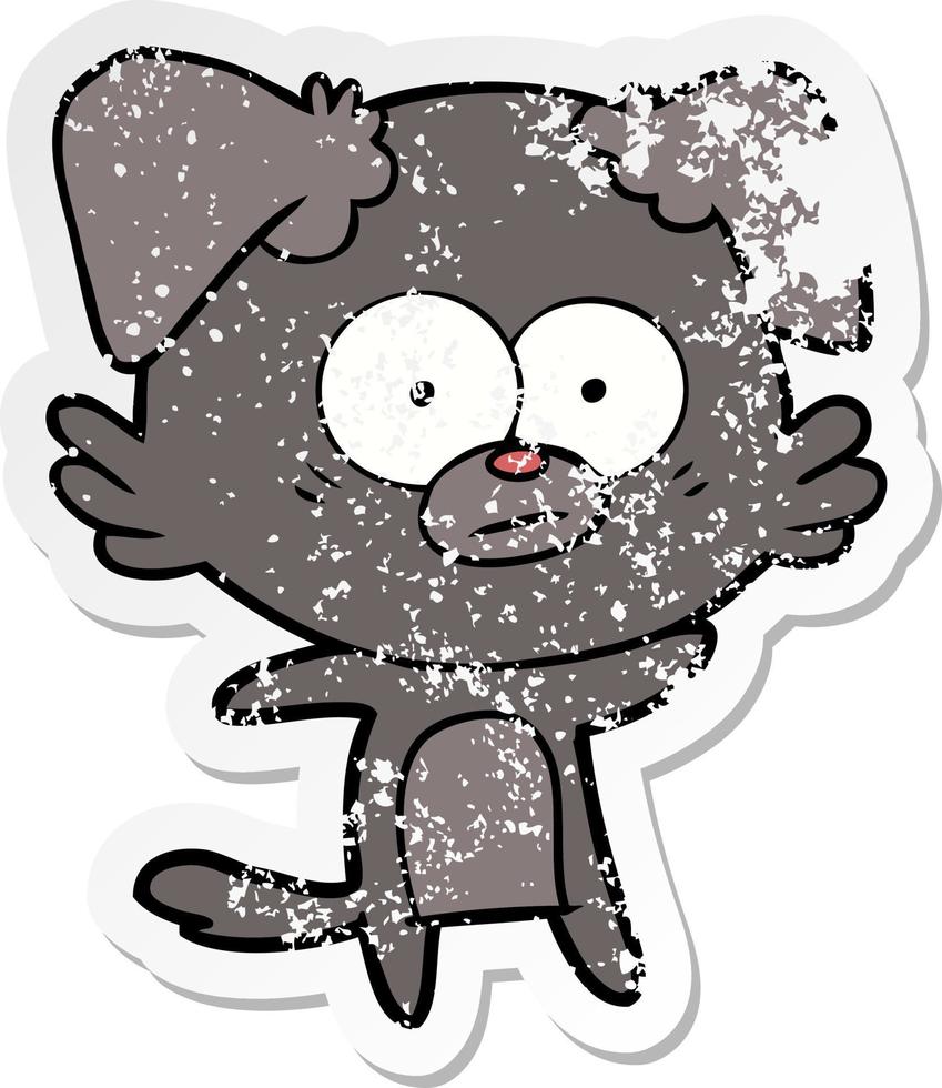 distressed sticker of a nervous dog cartoon vector
