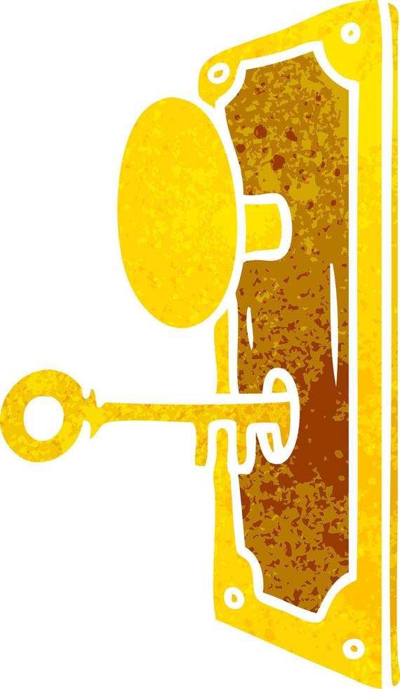 retro cartoon doodle of a door handle vector
