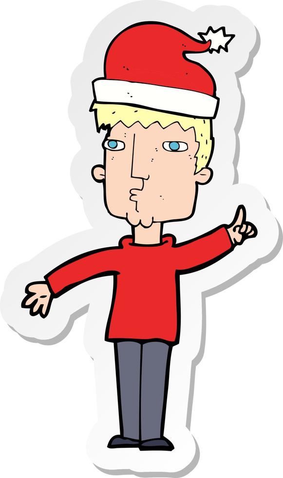 sticker of a cartoon man ready for christmas vector