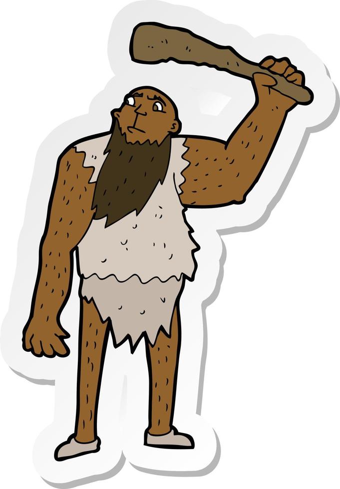 sticker of a cartoon neanderthal vector