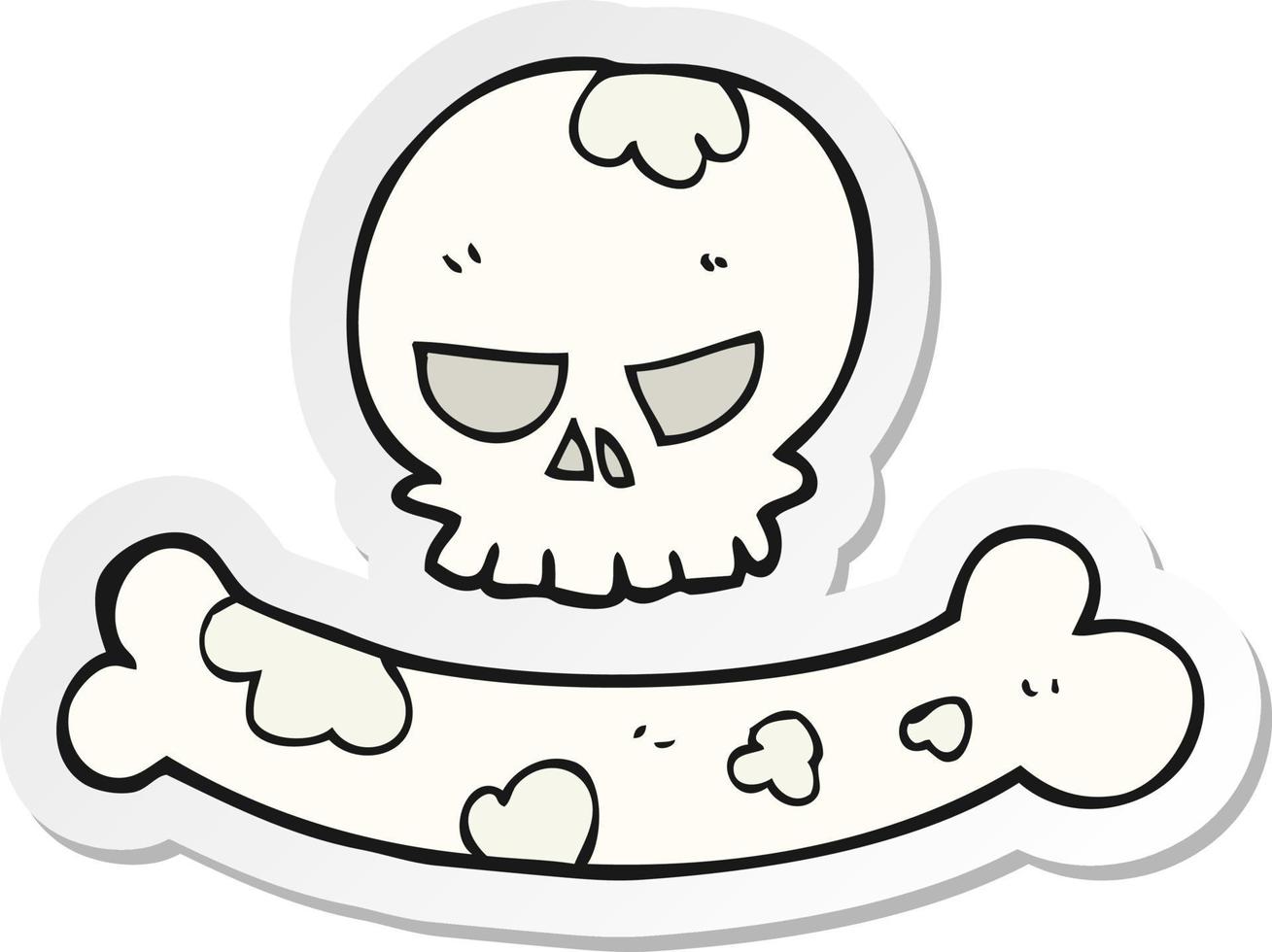 sticker of a cartoon skull and bone symbol vector