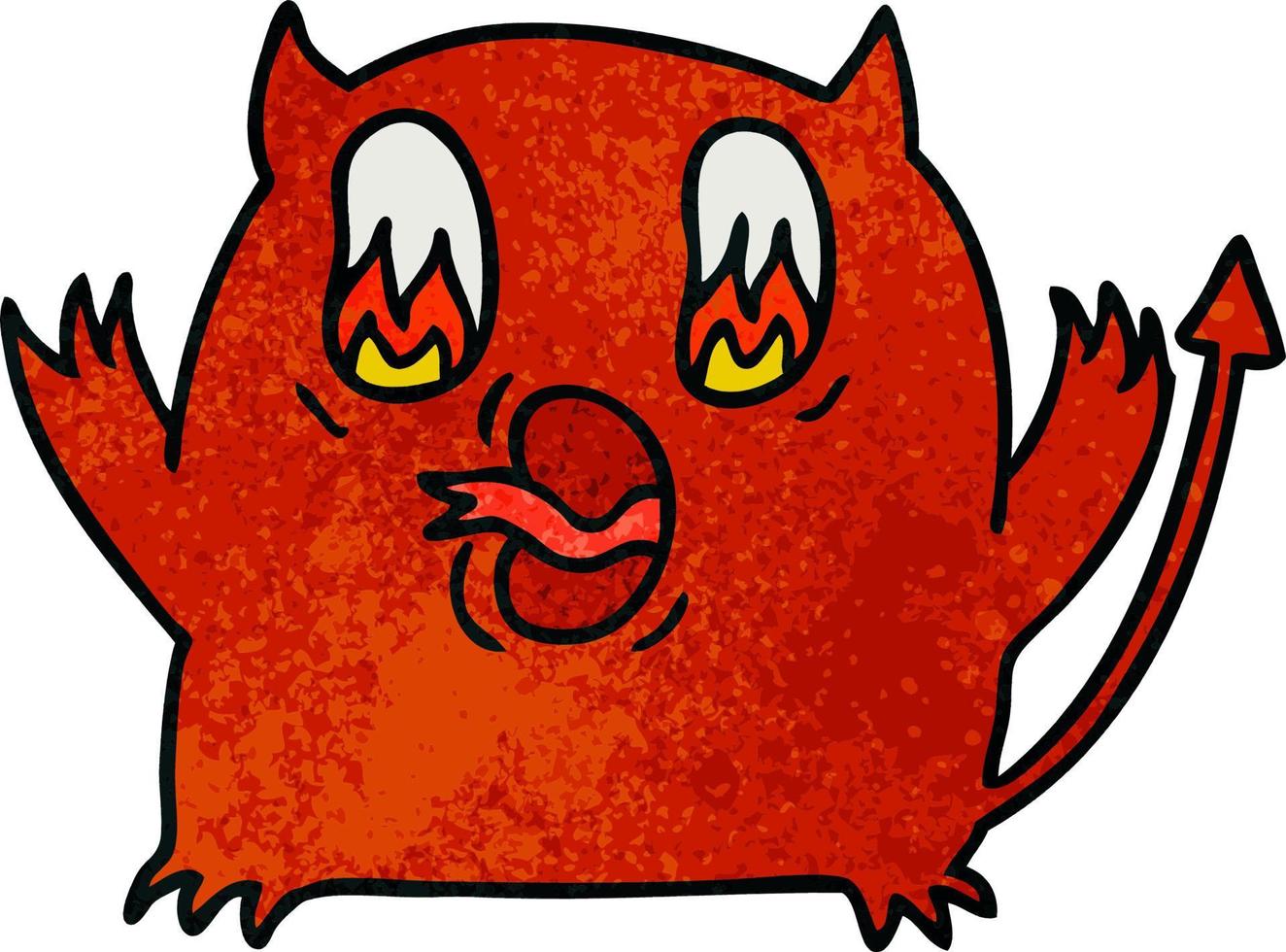 caricatura texturizada del lindo demonio rojo kawaii vector