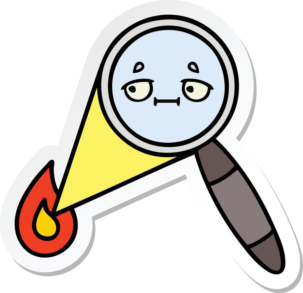 sticker of a cute cartoon magnifying glass vector