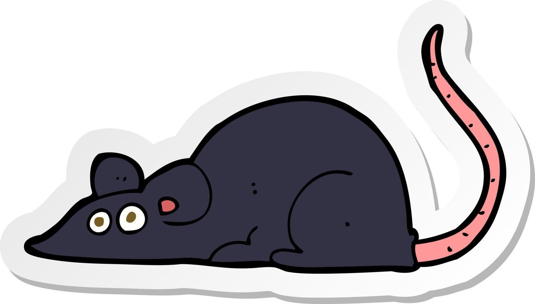 sticker of a cartoon black rat vector