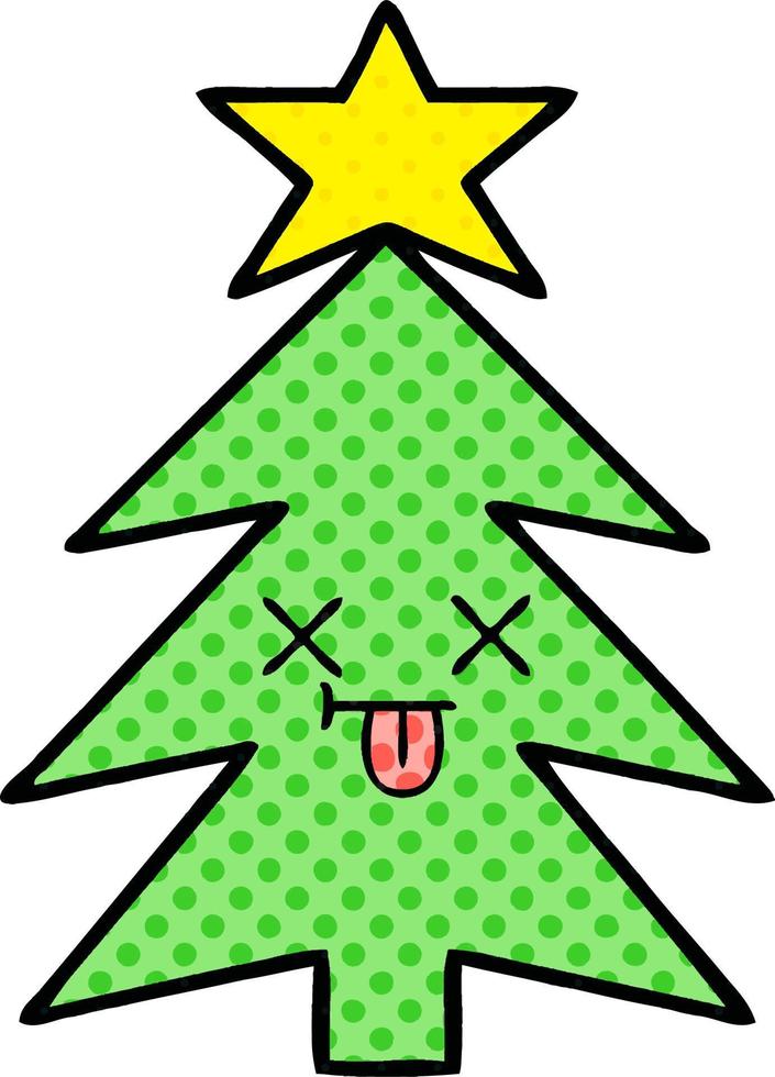 comic book style cartoon christmas tree vector