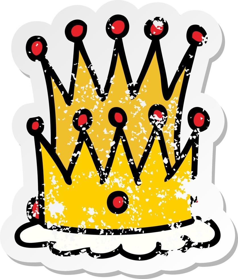 distressed sticker cartoon doodle of two crowns vector