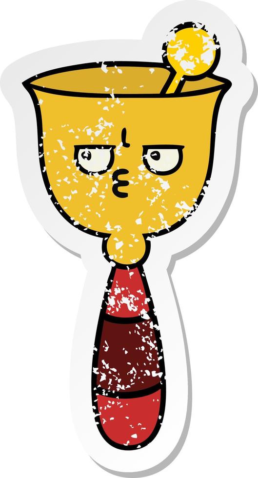 distressed sticker of a cute cartoon school bell vector