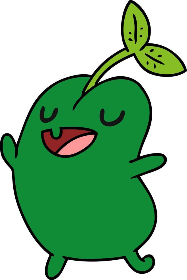cartoon kawaii cute sprouting bean vector