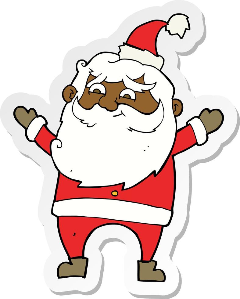 sticker of a cartoon happy santa claus vector