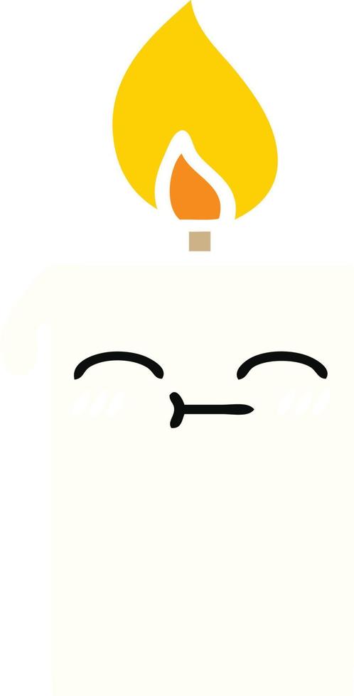 flat color retro cartoon lit candle vector