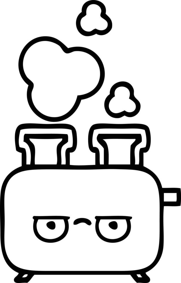 line drawing cartoon of a toaster vector