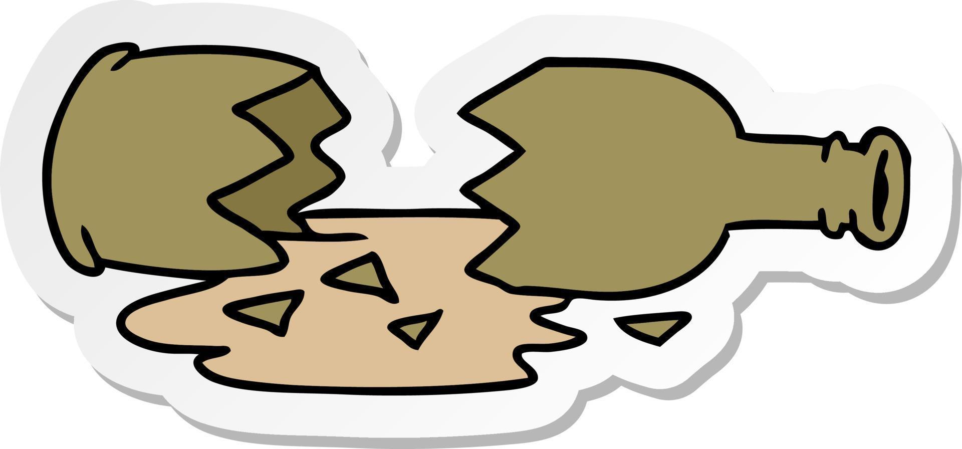 sticker cartoon doodle of a broken bottle vector