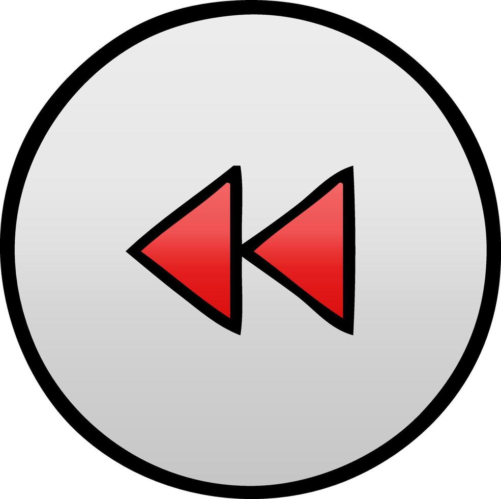 gradient shaded cartoon rewind button vector