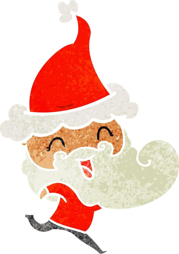 happy bearded man wearing santa hat vector