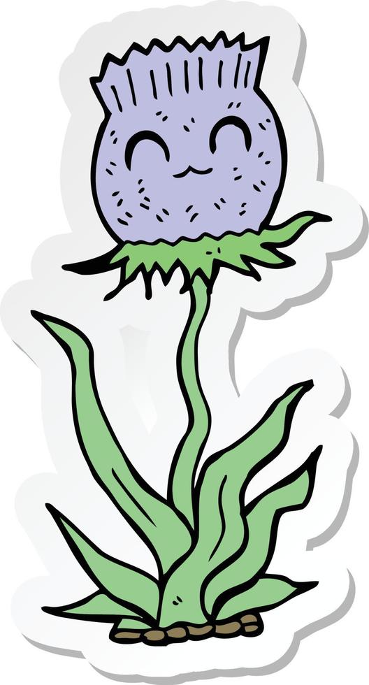 sticker of a cartoon thistle vector