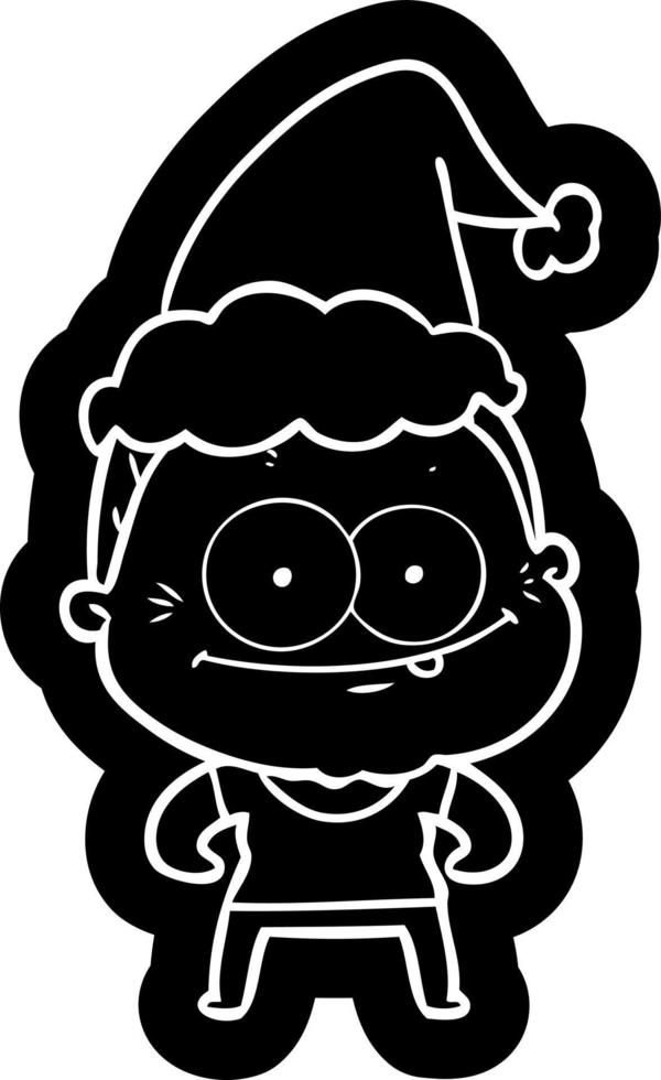 cartoon icon of a happy old woman wearing santa hat vector