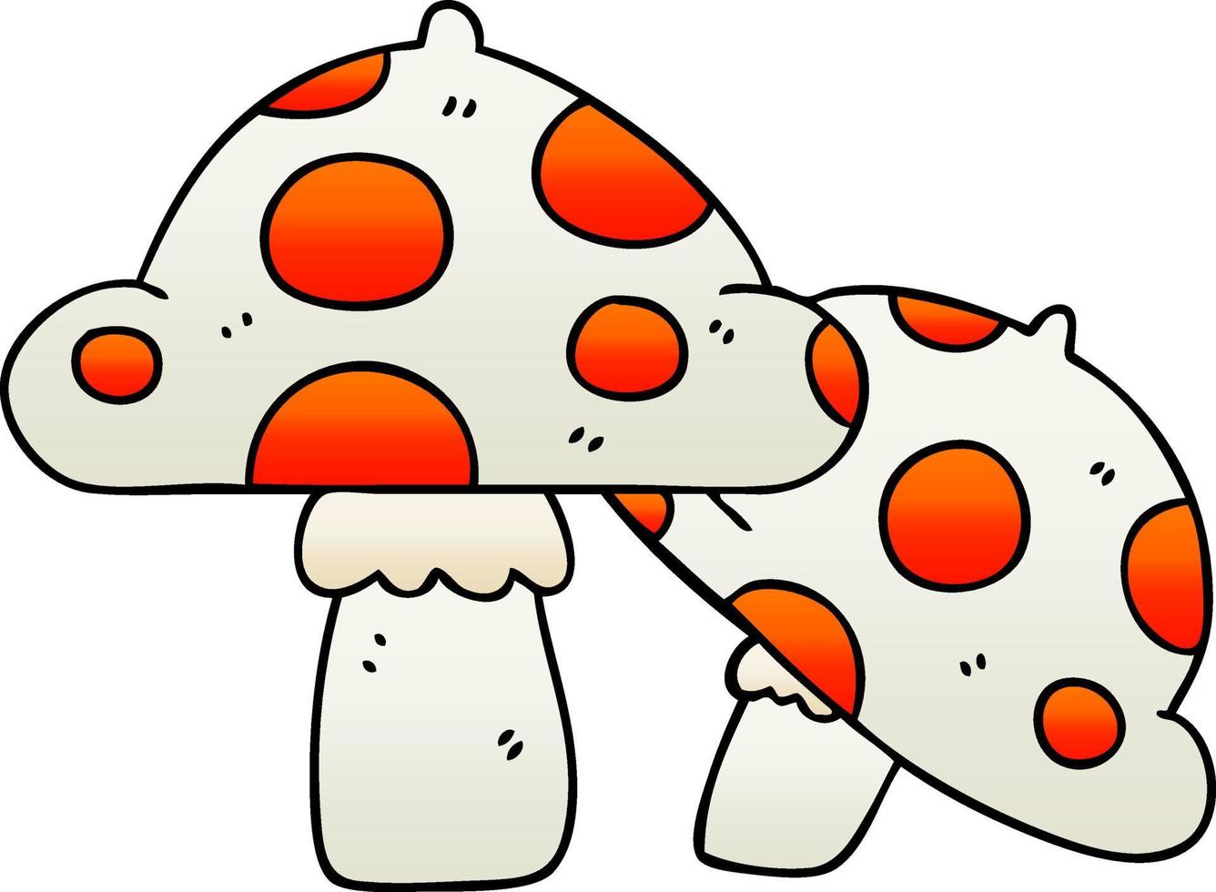 quirky gradient shaded cartoon toadstools vector