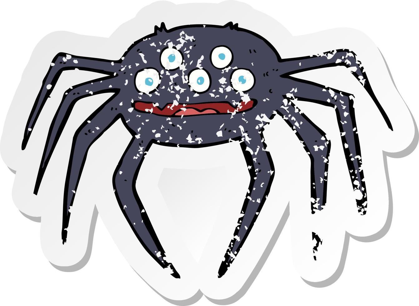 retro distressed sticker of a cartoon halloween spider vector