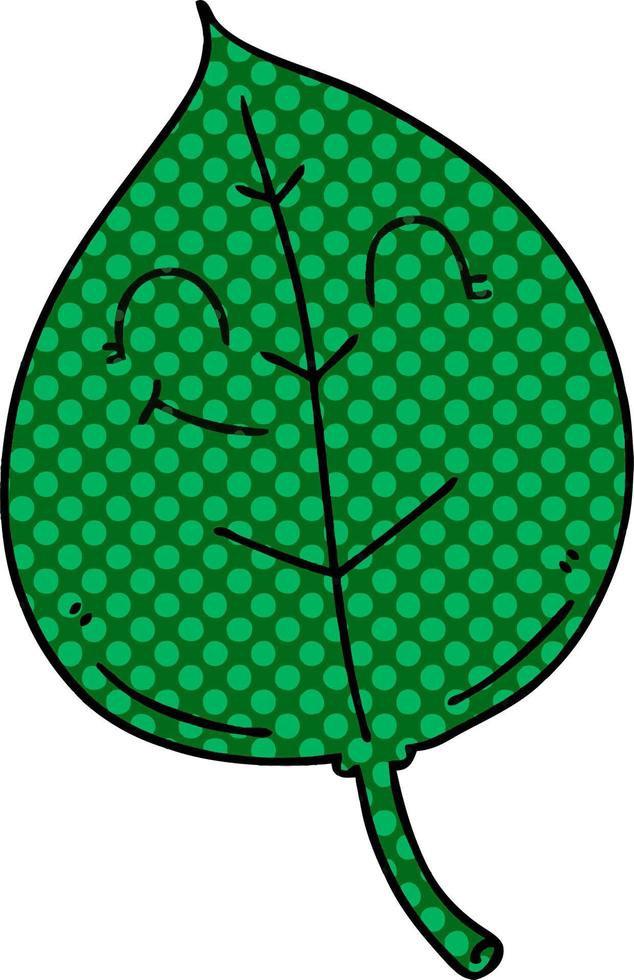 quirky comic book style cartoon happy leaf vector