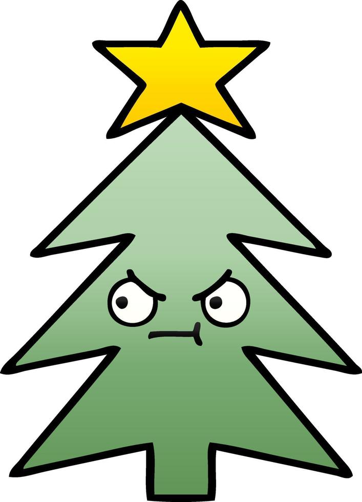 gradient shaded cartoon christmas tree vector