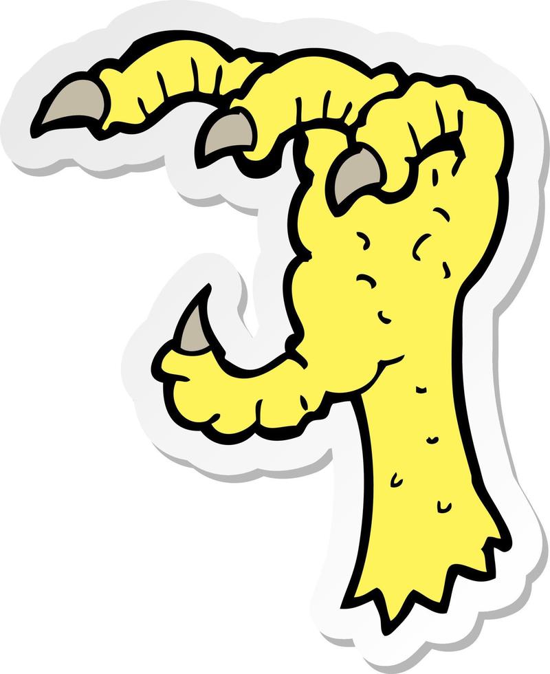 sticker of a cartoon eagle claw vector