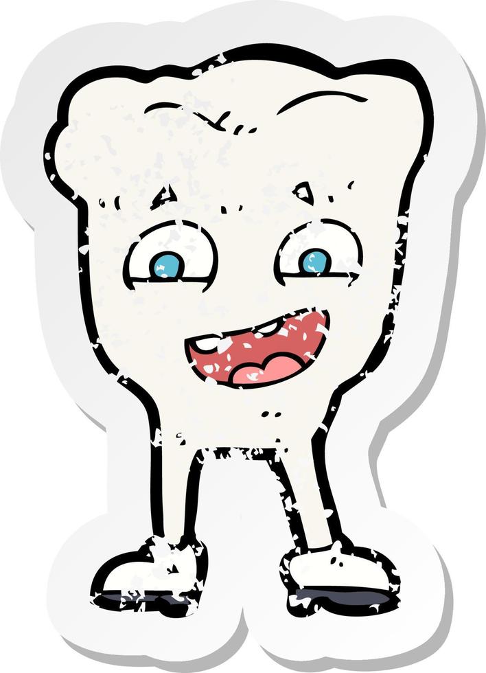 retro distressed sticker of a cartoon happy tooth vector