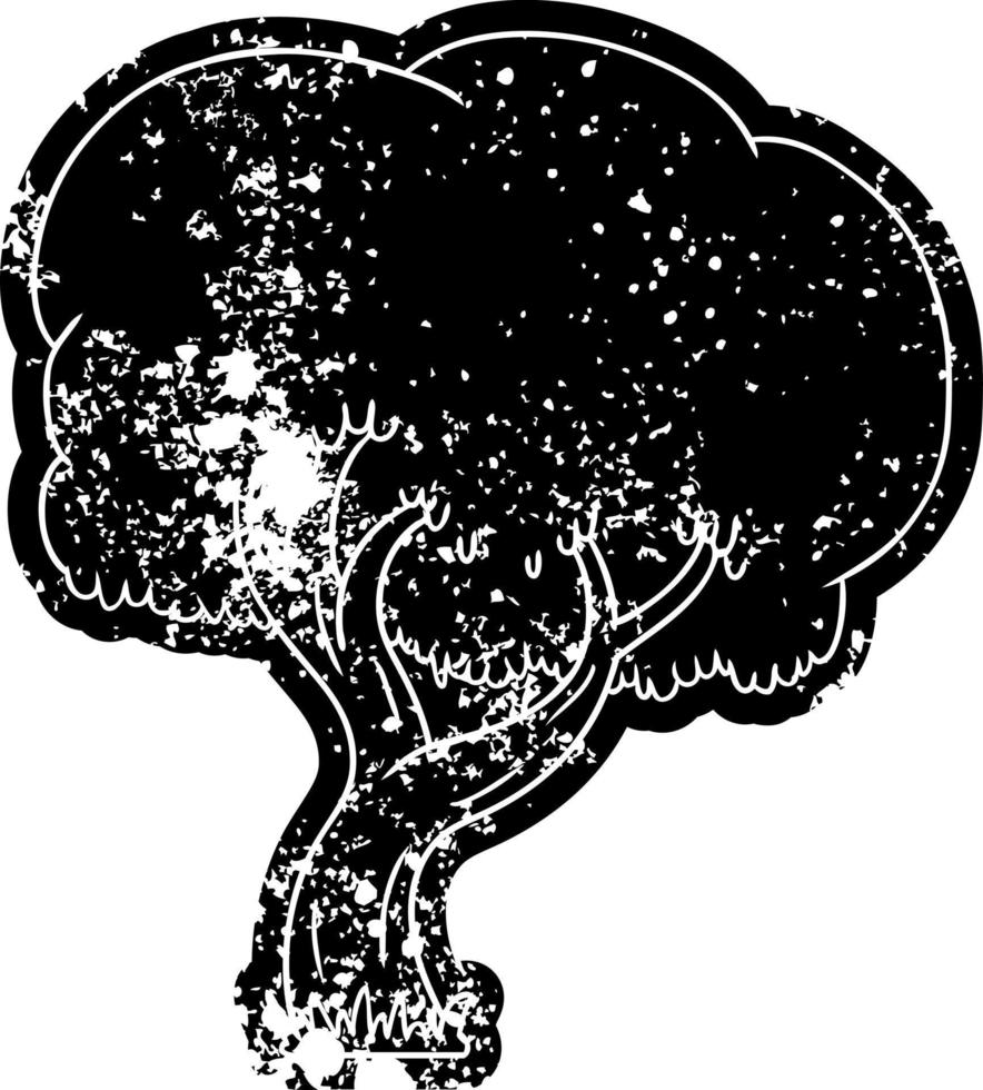 grunge icon drawing of a summer tree vector