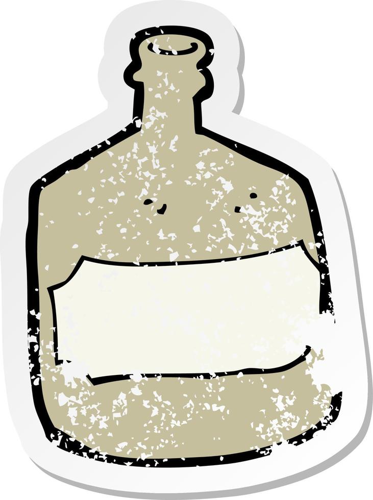 retro distressed sticker of a cartoon old whiskey bottle vector